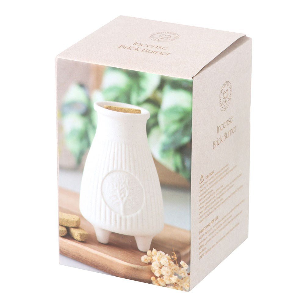 Cream Ribbed Palo Santo Brick Burner - Willow Shack Collective