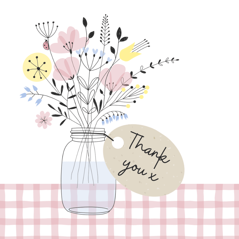 Olita Thank You Flower Vase Card - Willow Shack Collective