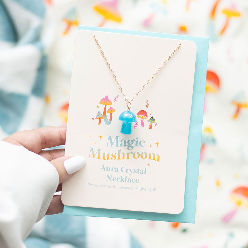 Aura Mushroom Necklace - Blue - Willow Shack Collective