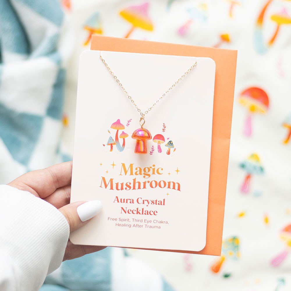 Aura Mushroom Necklace - Orange - Willow Shack Collective