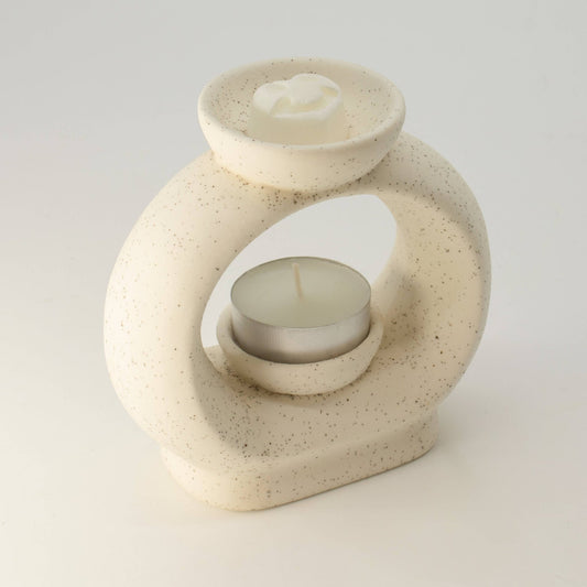 Ceramic Zen Oil Burner - CIrcle Pebble - Marble Effect - Willow Shack Collective