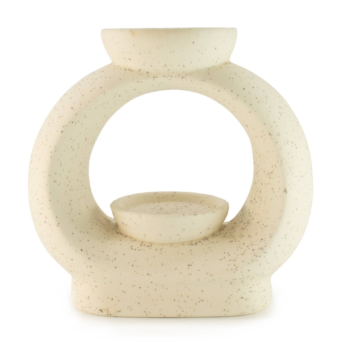 Ceramic Zen Oil Burner - CIrcle Pebble - Marble Effect - Willow Shack Collective