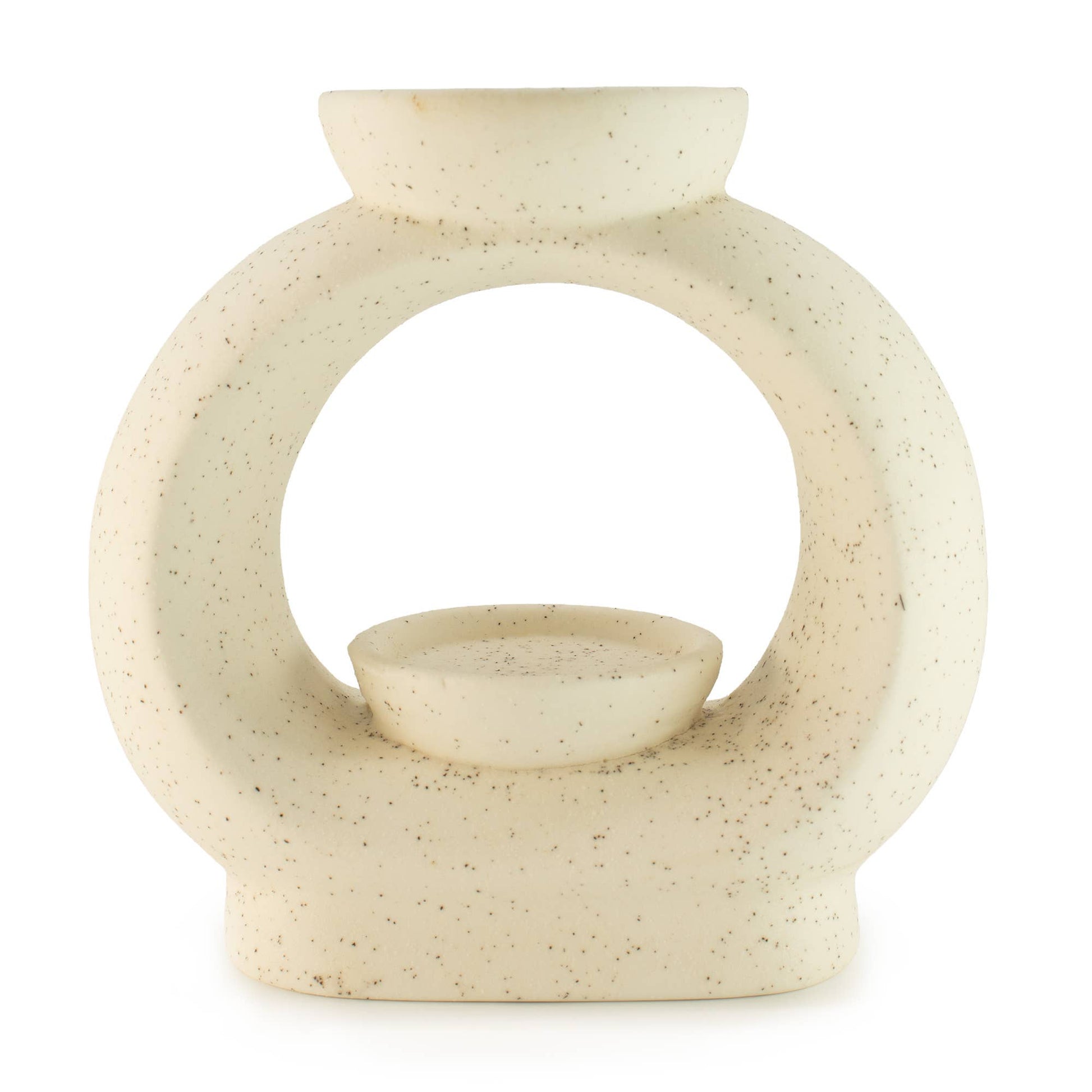 Ceramic Zen Oil Burner - CIrcle Pebble - Marble Effect - Willow Shack Collective