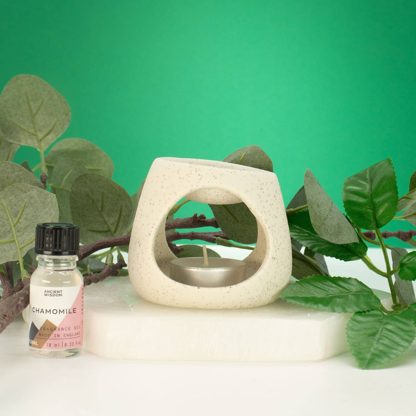 Ceramic Zen Oil Burner - Round Pebble - Marble Effect - Willow Shack Collective