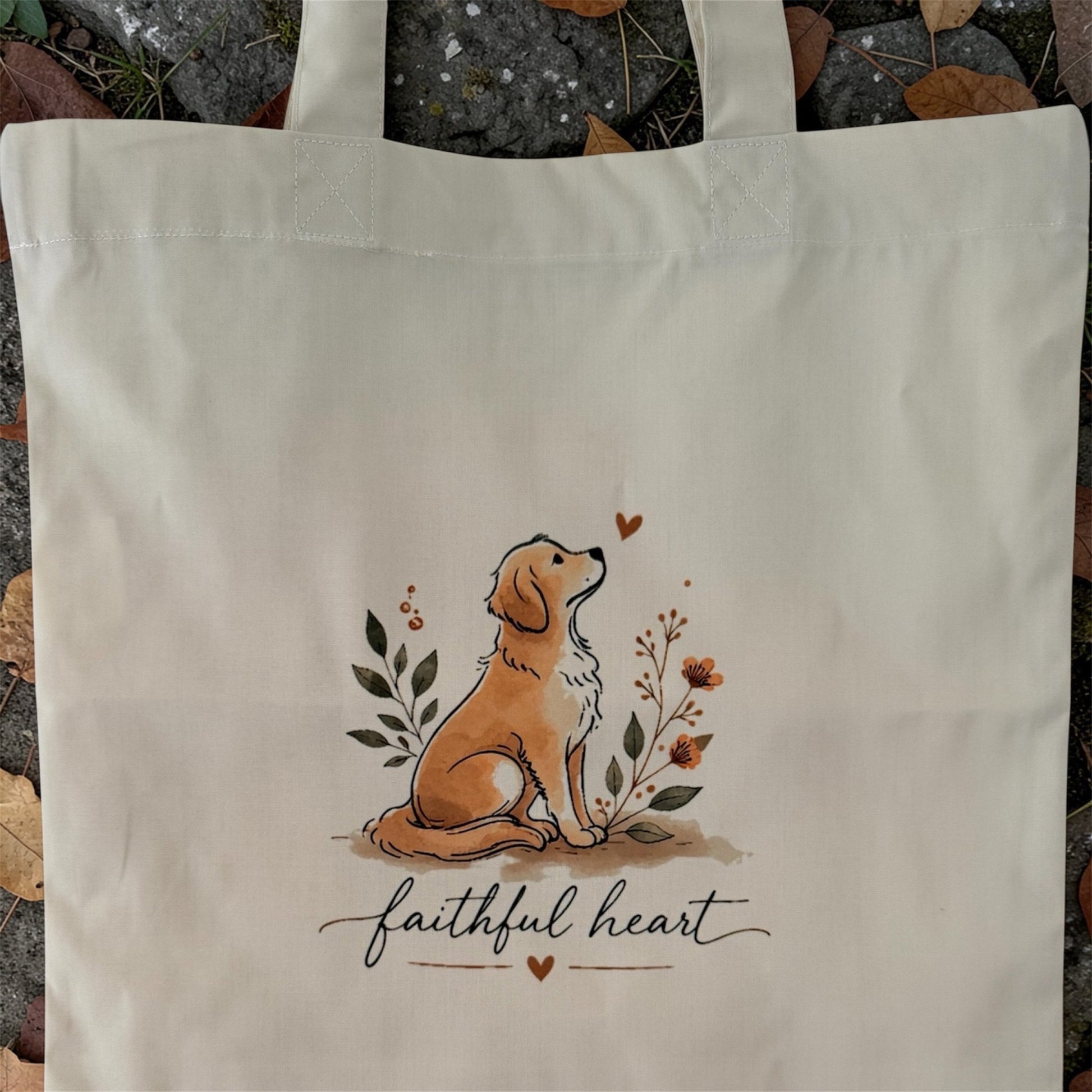 Faithful Heart – Dog Floral Tote Bag - Willow Shack Collective