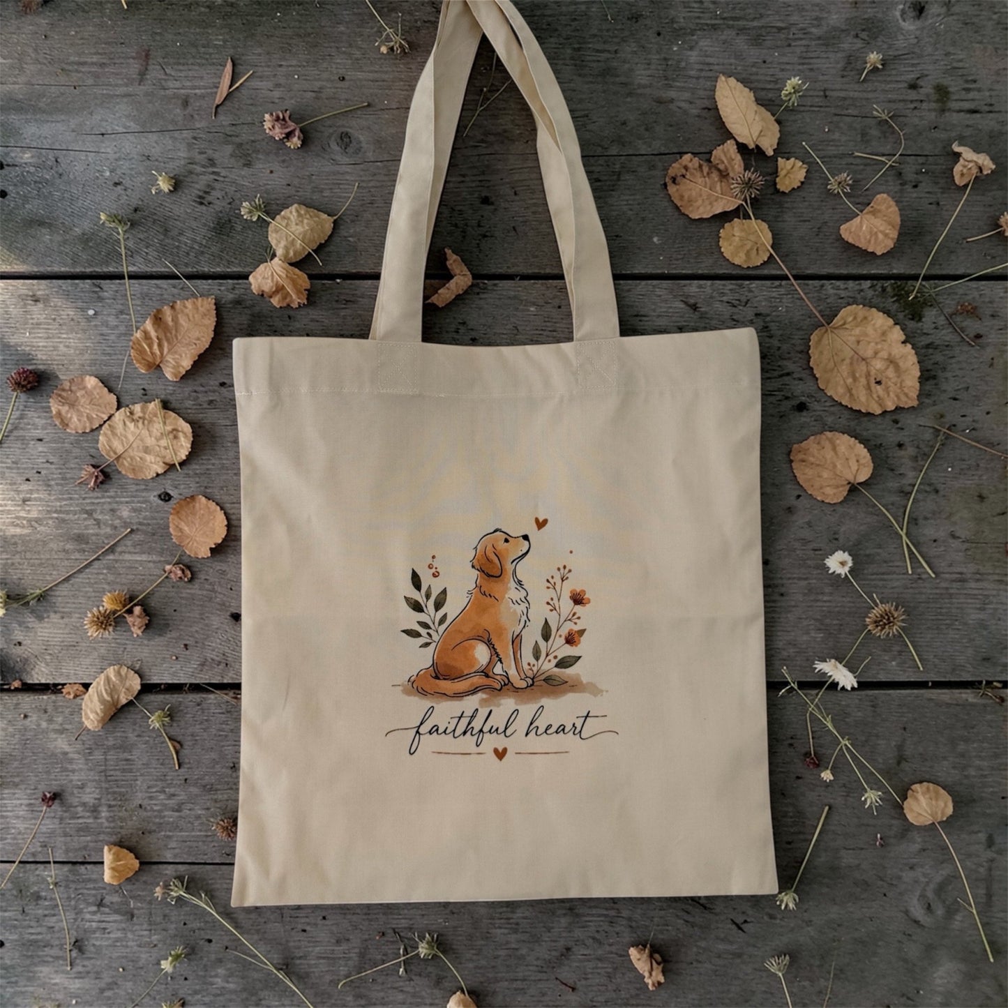 Faithful Heart – Dog Floral Tote Bag - Willow Shack Collective